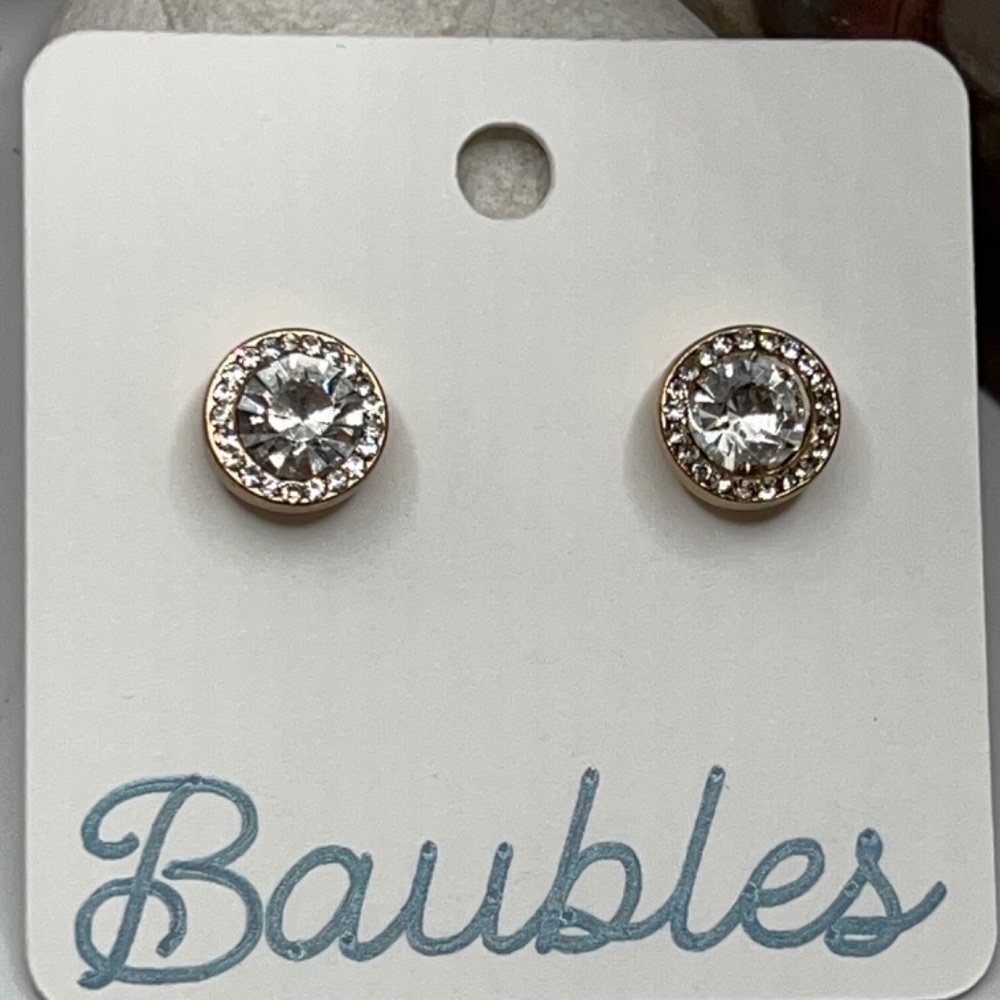 Baubles Austrian Crystal HALO Gold Post Earrings 12Ea Bundle3/$20
